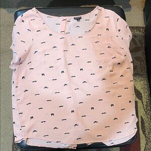 Torrid Pink Blouse with Mustache Print Size 3